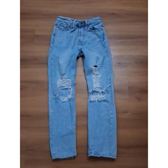 Levi's Denim - Womens Levi's Wedgie Straight Distressed Button Fly Denim Jeans